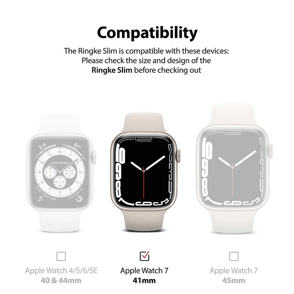 เคส Ringke รุ่น Slim - Apple Watch Series 7/8/9 (41mm) - สี Clear + Matte Black (แพ็ค 2 ชิ้น)