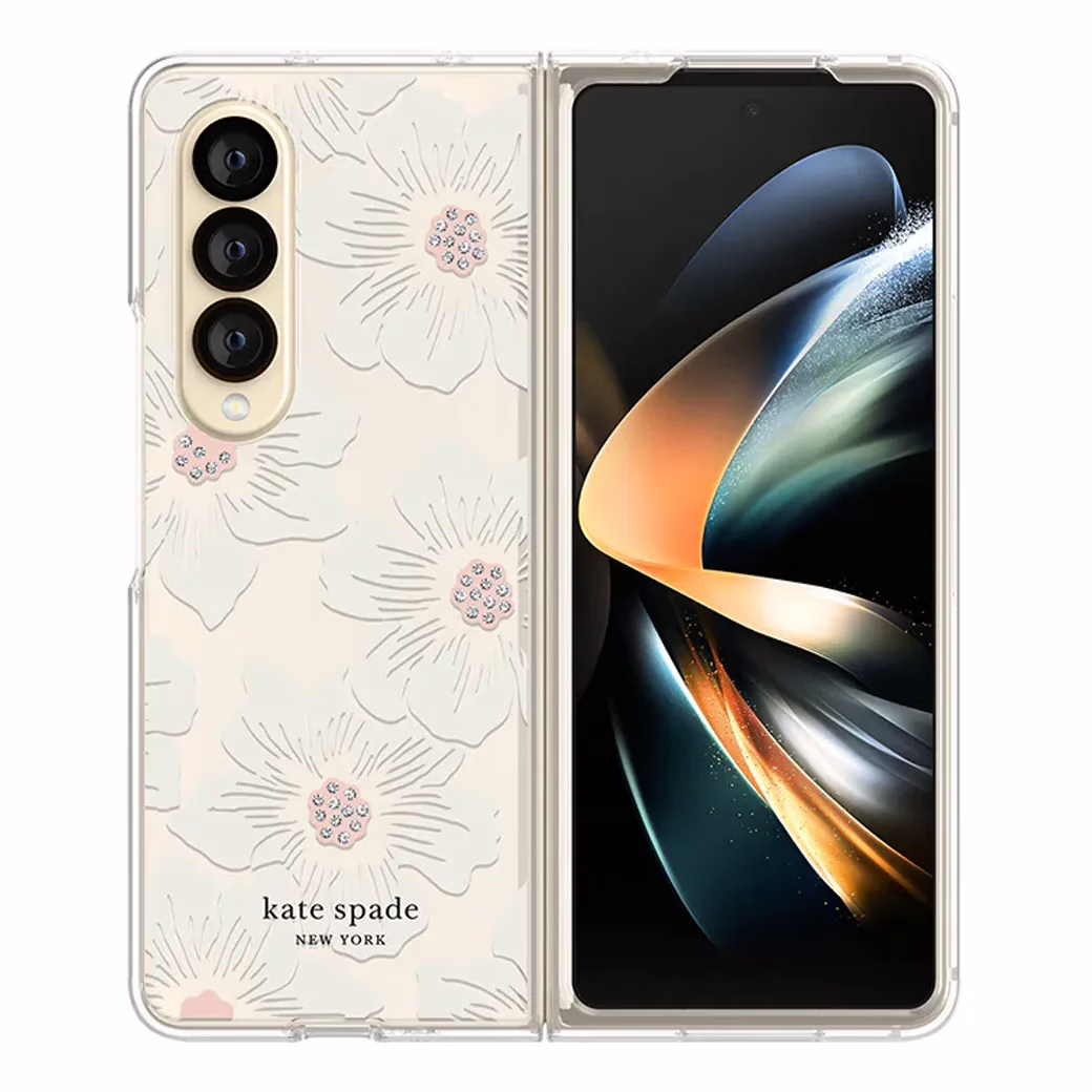 Kate Spade New York รุ่น Protective Hardshell Case - เคส Galaxy Z Fold 4 - ลาย Hollyhock Floral Clear