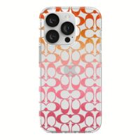 Coach รุ่น Protective Case - เคส iPhone 14 Pro - ลาย Signature C Pink Ombre Glitter