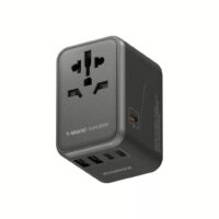 Momax หัวชาร์จ+หัวแปลงปลั๊กไฟ รุ่น 1-World Travel Adapter ชาร์จไว GaN 65W มาพร้อมช่อง USB-C และ USB-A - สี Black