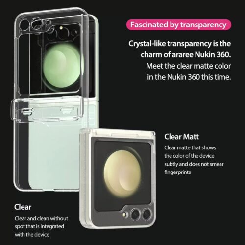 Araree รุ่น Nukin 360 - เคส Galaxy Z Flip 5 - สี Clear - Image 10