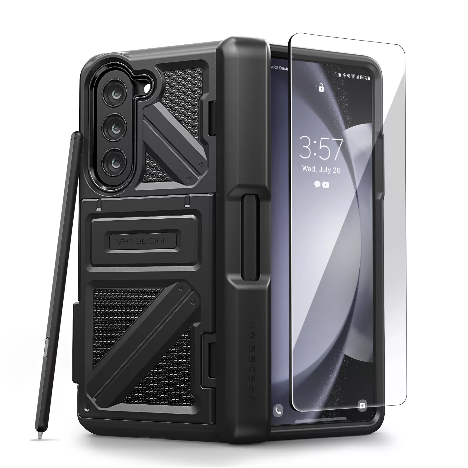 VRS รุ่น Terra Guard Ultimate Go S - เคส Galaxy Z Fold 5 - สี Matte Black (แถมฟิล์มหน้าจอ)