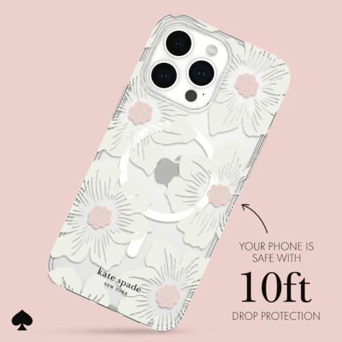Kate Spade รุ่น Protective Case with MagSafe - เคส iPhone 15 Pro Max - สี Hollyhock Cream - Image 6