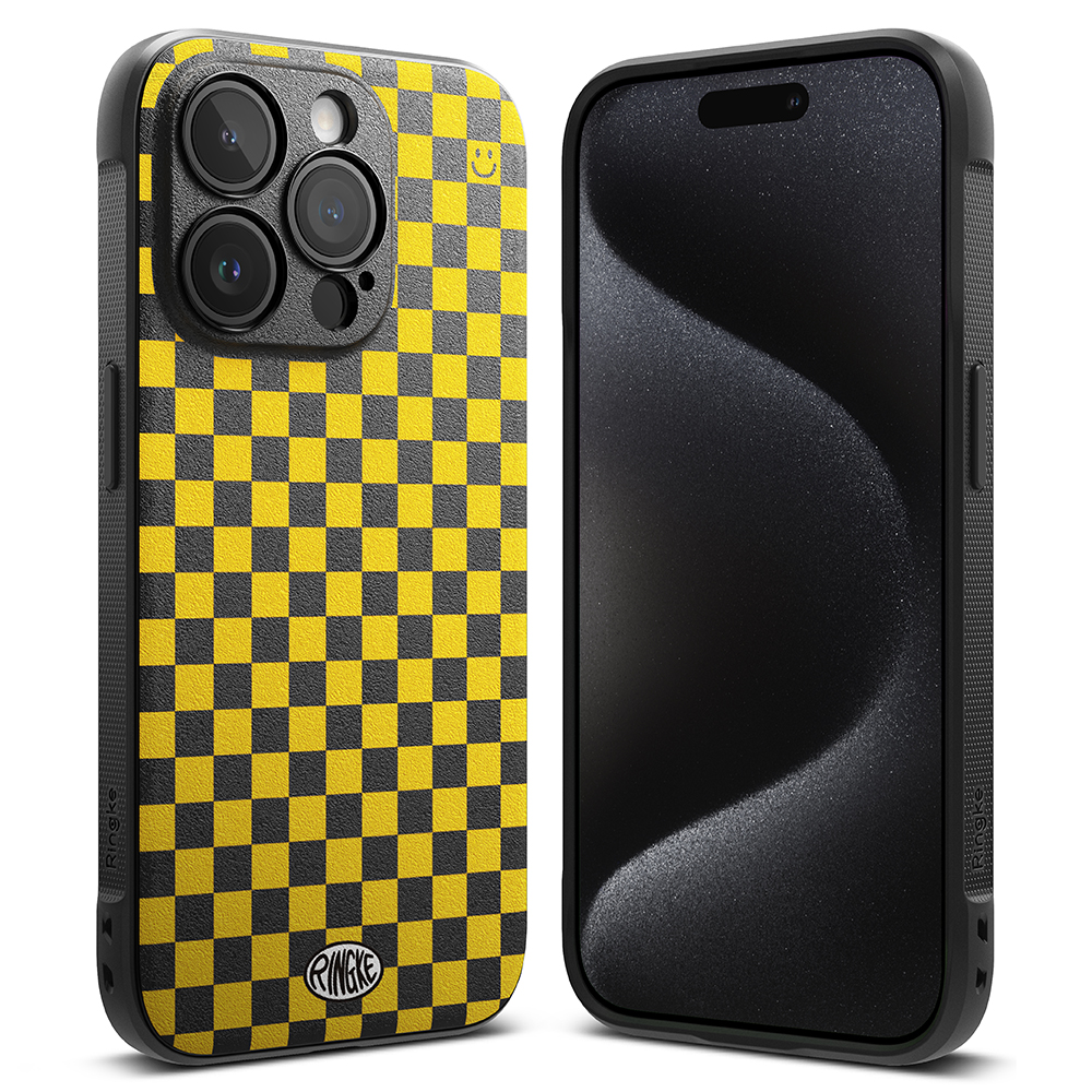 Ringke รุ่น Onyx Design - เคส iPhone 15 Pro - ลาย Checkerboard Yellow