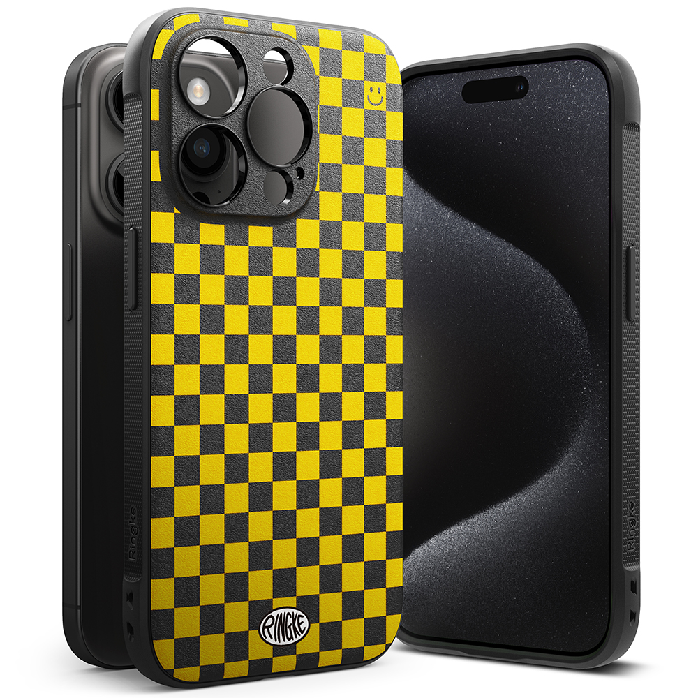 Ringke รุ่น Onyx Design - เคส iPhone 15 Pro - ลาย Checkerboard Yellow