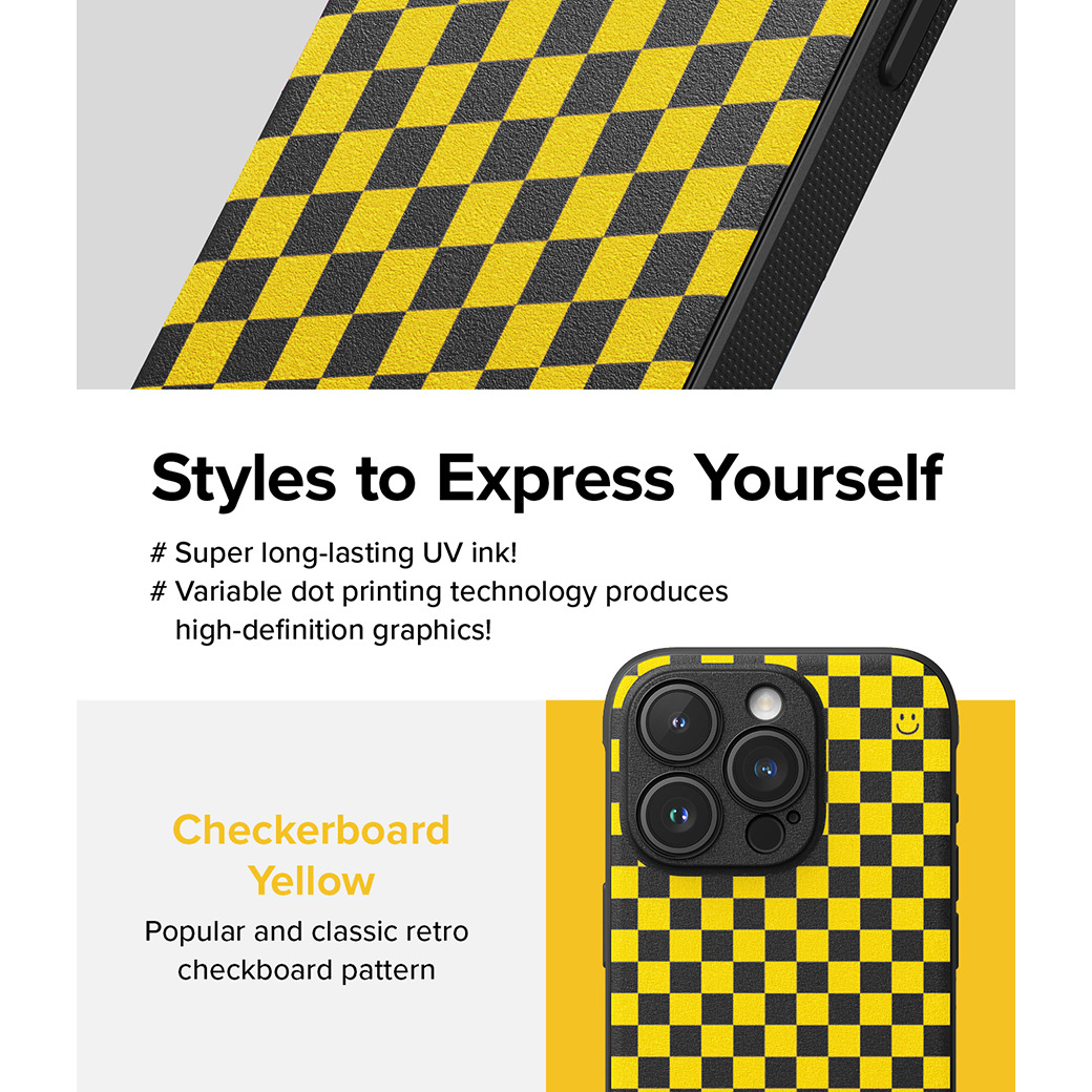 Ringke รุ่น Onyx Design - เคส iPhone 15 Pro - ลาย Checkerboard Yellow