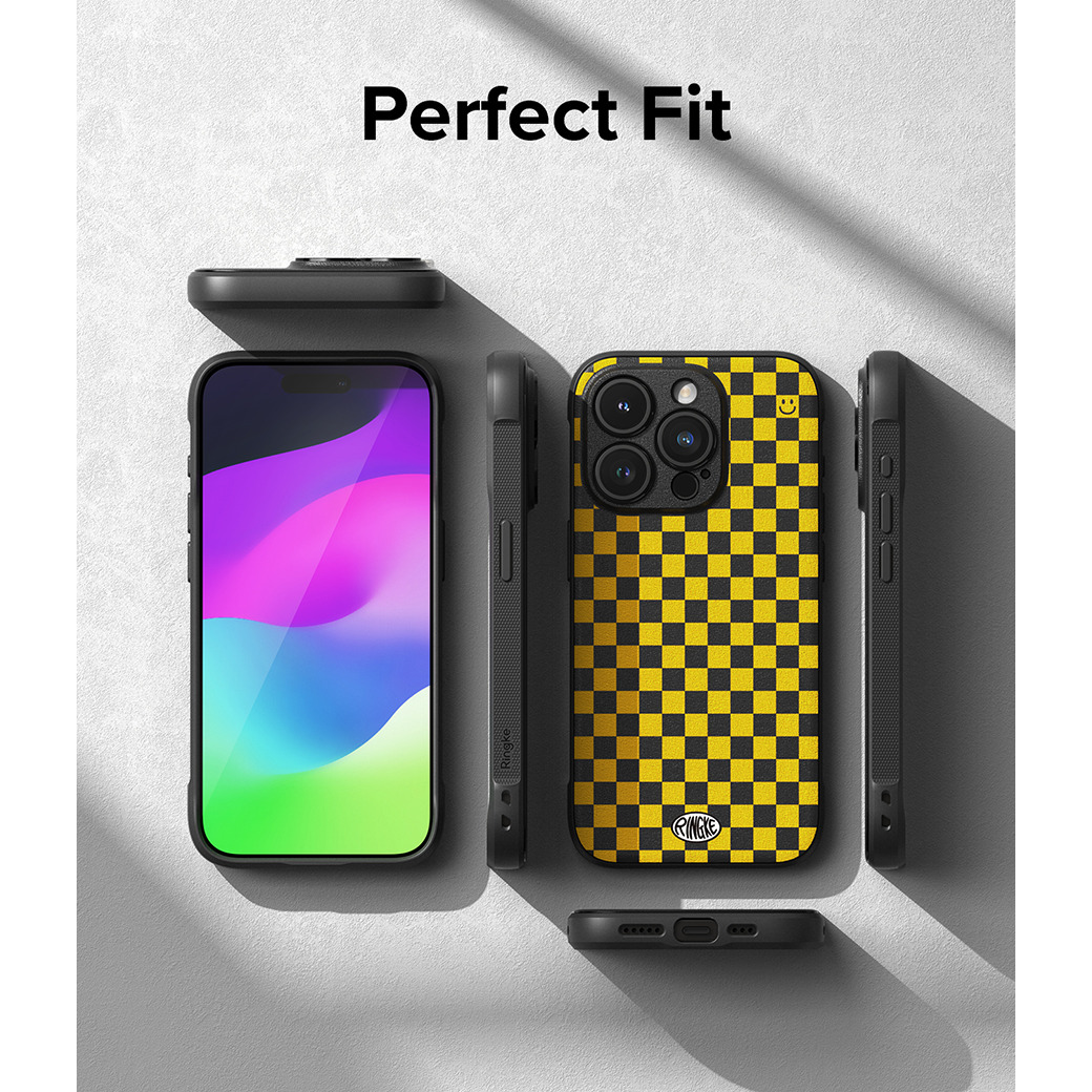 Ringke รุ่น Onyx Design - เคส iPhone 15 Pro - ลาย Checkerboard Yellow