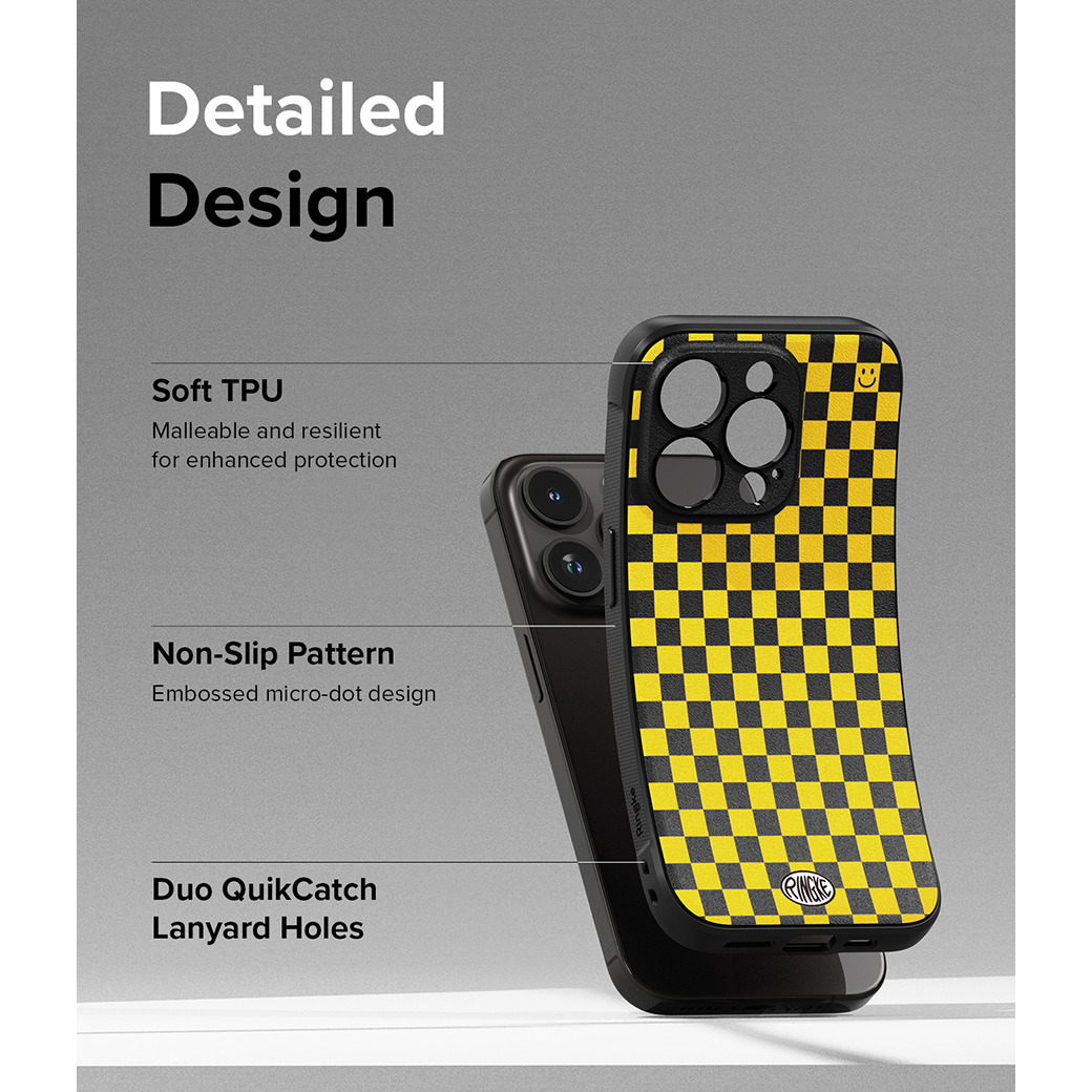 Ringke รุ่น Onyx Design - เคส iPhone 15 Pro - ลาย Checkerboard Yellow