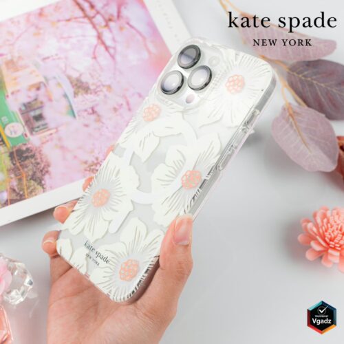 Kate Spade รุ่น Protective Case with MagSafe - เคส iPhone 15 Pro Max - สี Hollyhock Cream - Image 9