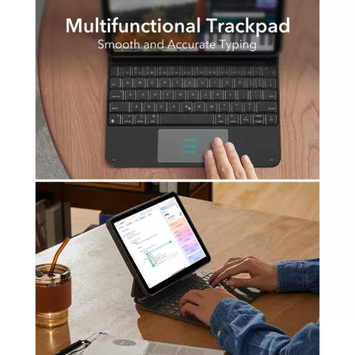 ESR รุ่น Rebound Magnetic Keyboard Case 360 - เคส iPad Air 11" (2025/2024), iPad Air 10.9" (5th/4th Gen), iPad Pro 11" (4th-1st Gen) - สี Black (US Layout) - Image 5