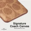 Coach รุ่น Essential Magnetic Card - ที่เก็บบัตรติดหลังมือถือ - สี Signature Tan