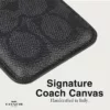 Coach รุ่น Essential Magnetic Card - ที่เก็บบัตรติดหลังมือถือ - สี Signature Charcoal