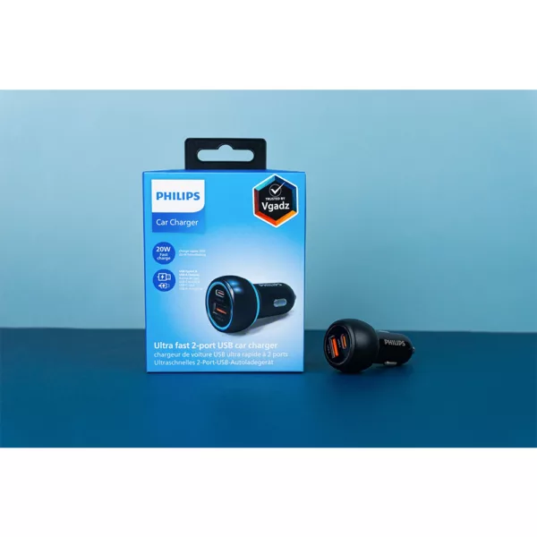 Philips รุ่น PD38W Car Charger Dual Port ที่ชาร์จในรถยนต์ - สี Black