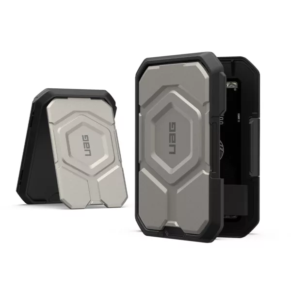 UAG รุ่น Magnetic Wallet with Stand - ที่เก็บบัตรติดหลังมือถือ - สี Titanium/Black