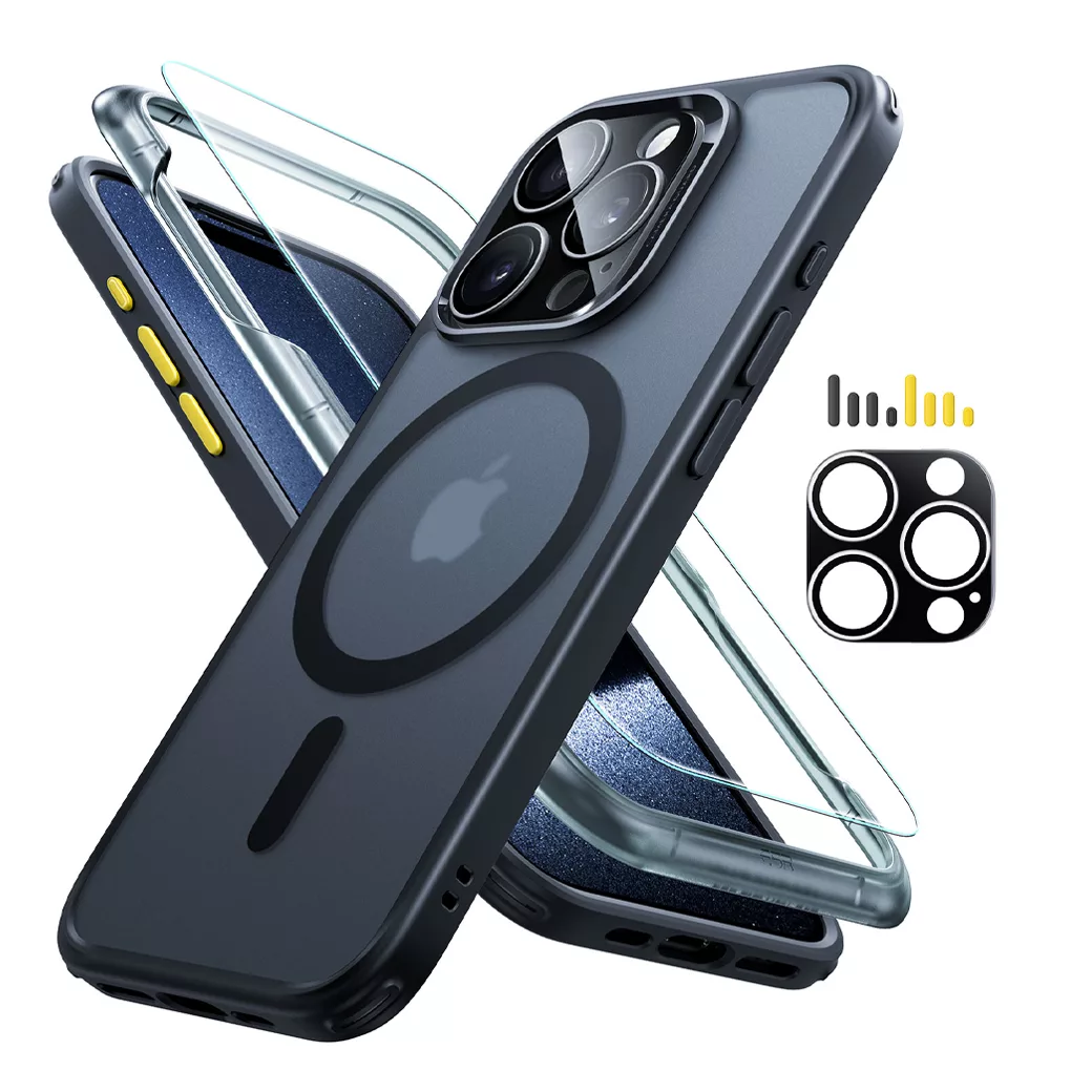 ESR รุ่น Classic Pro Case (HaloLock) - เซตเคสและฟิล์ม iPhone 15 Pro - สี Frosted Black