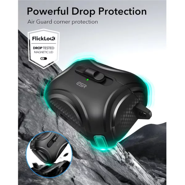 ESR รุ่น Cyber FlickLock Case (HaloLock) - เคส AirPods Pro 2/1 - สี Black