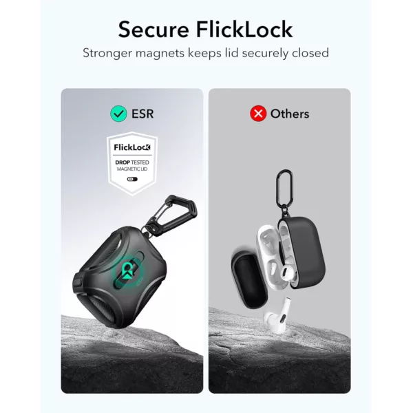 ESR รุ่น Cyber FlickLock Case (HaloLock) - เคส AirPods Pro 2/1 - สี Black