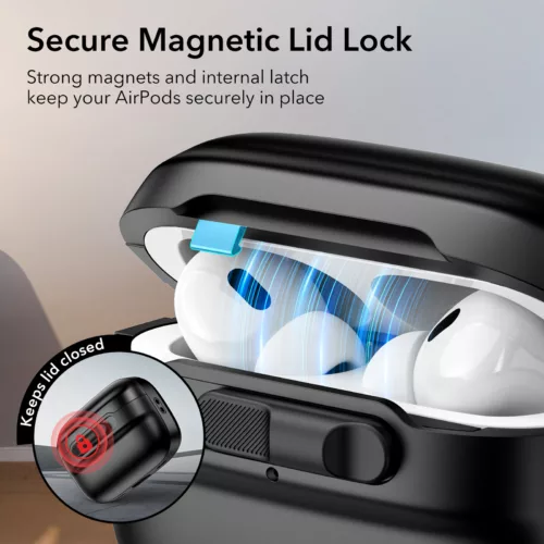 ESR รุ่น Pulse Magnetic Lock Case (HaloLock) - เคส AirPods Pro 2/1 - สี Black - Image 2