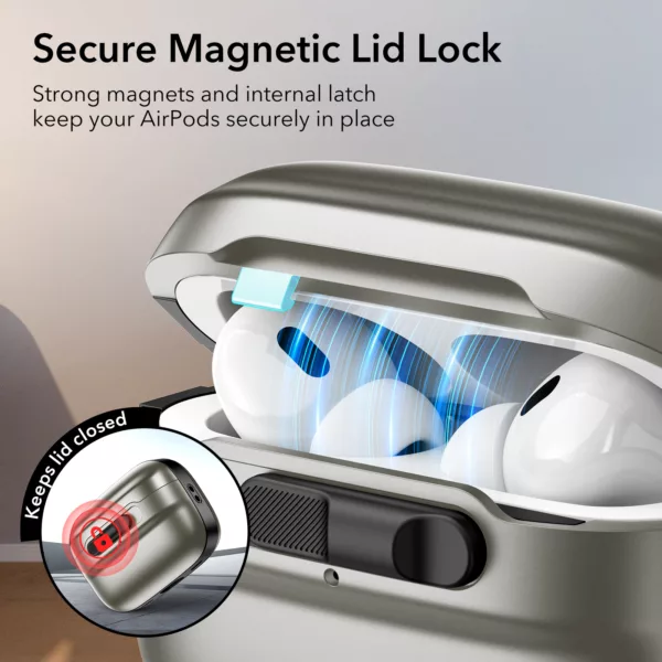ESR รุ่น Pulse Magnetic Lock Case (HaloLock) - เคส AirPods Pro 2/1 - สี Titanium