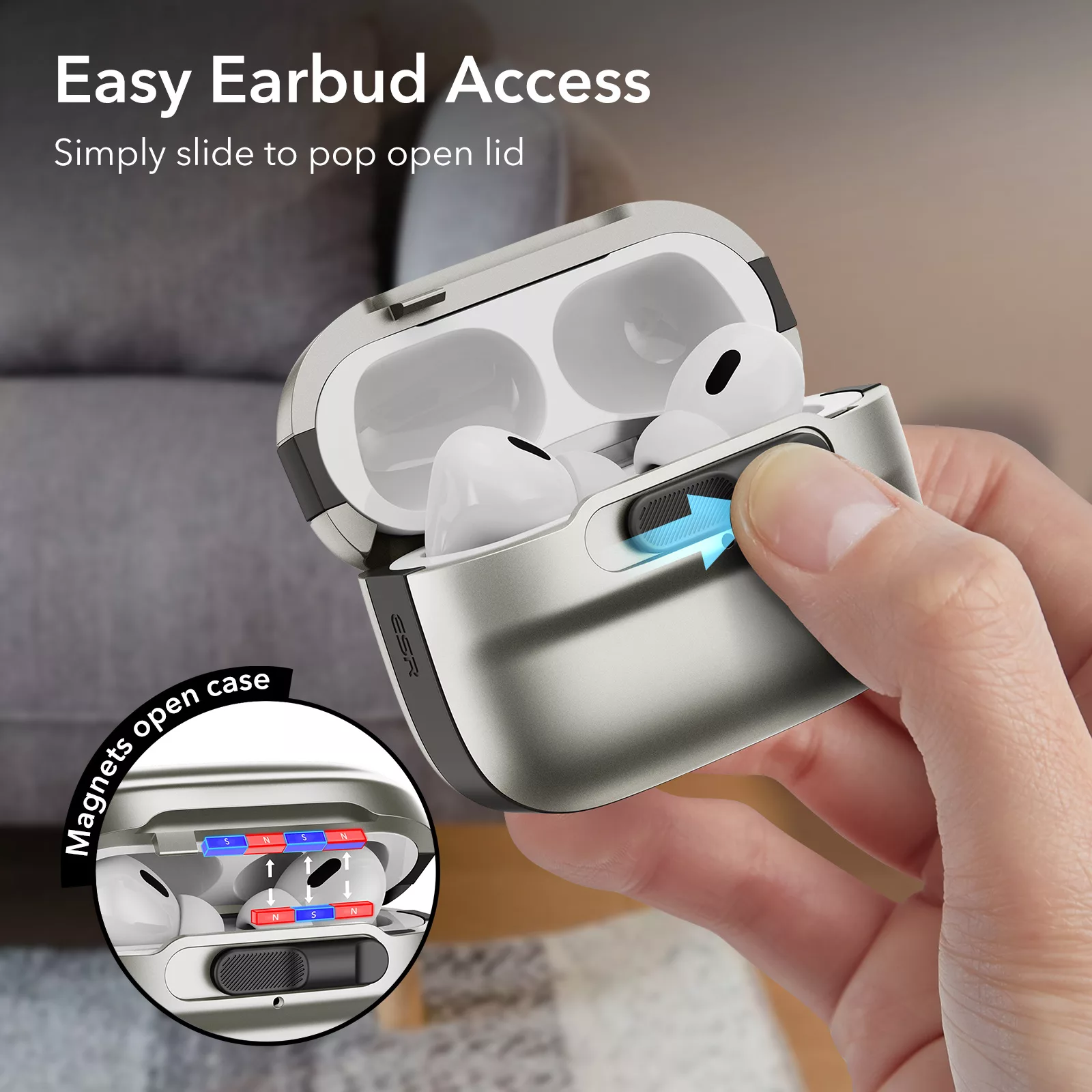 ESR รุ่น Pulse Magnetic Lock Case (HaloLock) - เคส AirPods Pro 2/1 - สี White