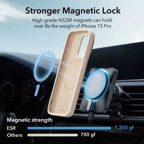 ESR รุ่น Cloud Soft Case with Stash Stand (HaloLock) - เคส iPhone 15 Pro - สี Light Tan