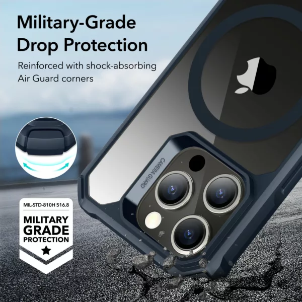 ESR รุ่น Air Armor Clear Case (HaloLock) - เคส iPhone 15 Pro Max - สี Clear/Dark Blue
