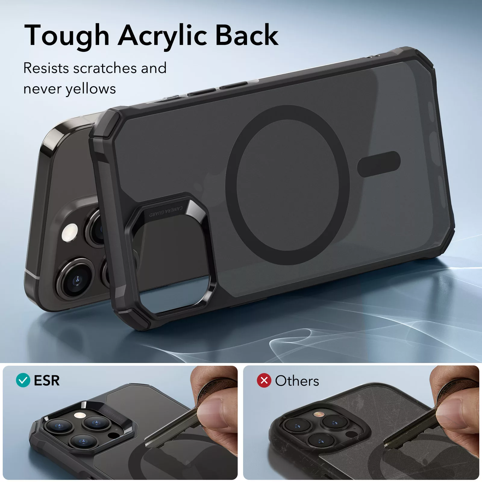 ESR รุ่น Air Armor Clear Case (HaloLock) - เคส iPhone 15 Pro Max - สี Frosted Black