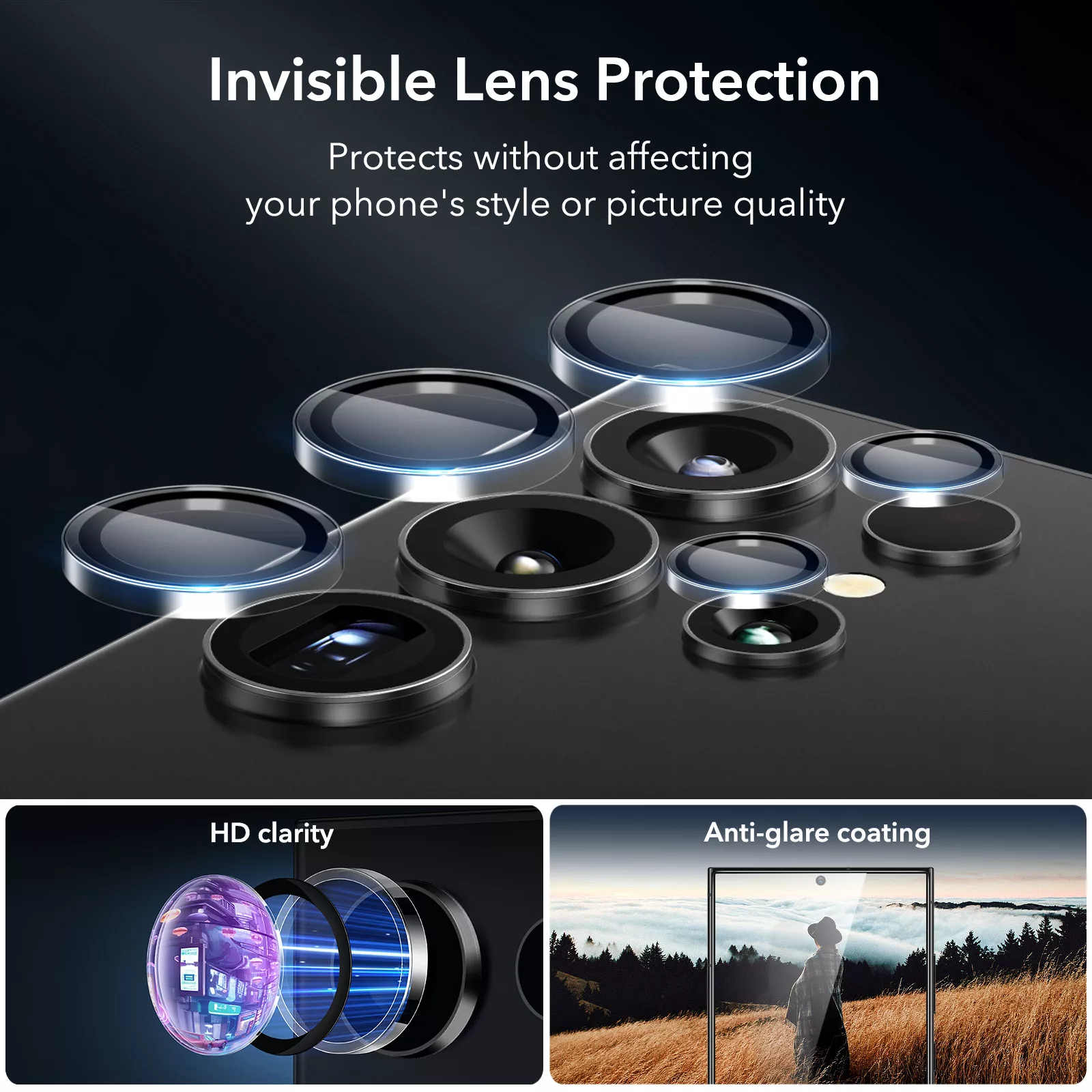 ESR รุ่น Screen & Camera Lens Protectors Kit - เซตฟิล์มหน้าจอ+กระจกเลนส์กล้อง Galaxy S24 Ultra (ฟิล์มกระจกหน้าจอ 2 แผ่น)