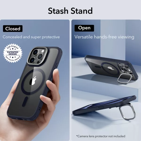 ESR รุ่น Classic Hybrid Case with Stash Stand (HaloLock) - เคส iPhone 15 Pro Max - สี Dark Blue