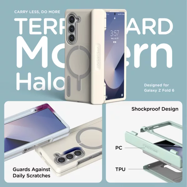 VRS รุ่น Terra Guard Modern Halo - เคส Galaxy Z Fold 6 - สี Cream