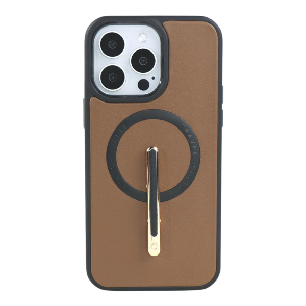 Custype รุ่น Magnetic Wireless Charging Phone Case With Single Pole Stand - เคส iPhone 15 Pro - สี Brown