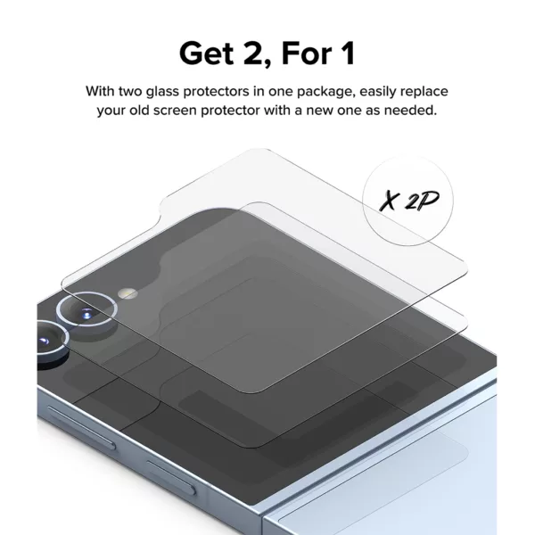 Ringke รุ่น Cover Display Protector Glass - ฟิล์มกระจก Galaxy Z Flip 6 (ฟิล์ม2แผ่น)