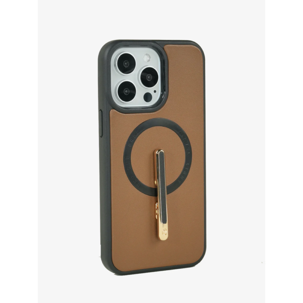 Custype รุ่น Magnetic Wireless Charging Phone Case With Single Pole Stand - เคส iPhone 15 Pro - สี Brown