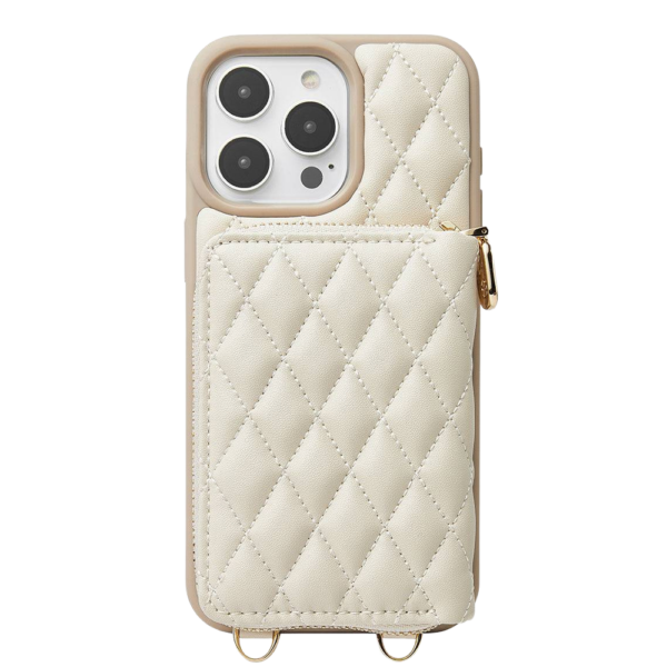 Custype รุ่น ZipPouch Classic Wallet - เคส iPhone 15 Pro Max - สี Classic Argyle Beige