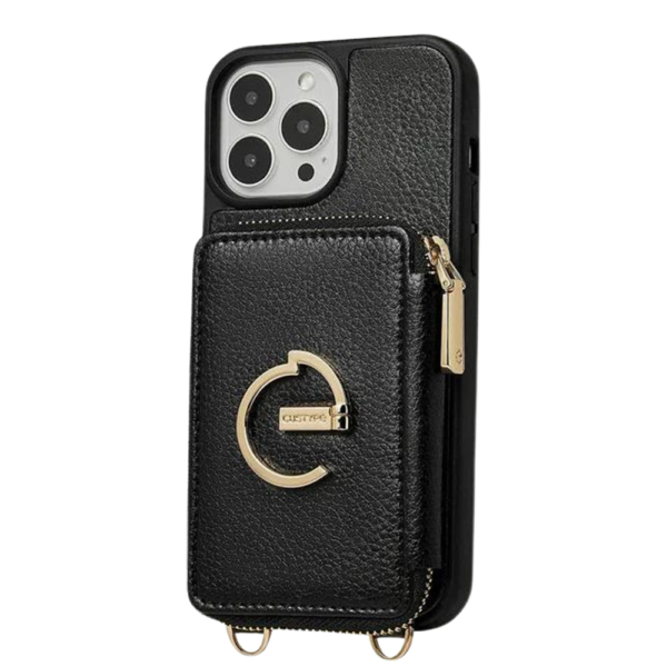 Custype รุ่น ZipPouch E-Stand Wallet - เคส iPhone 15 Pro - สี Lychee Black