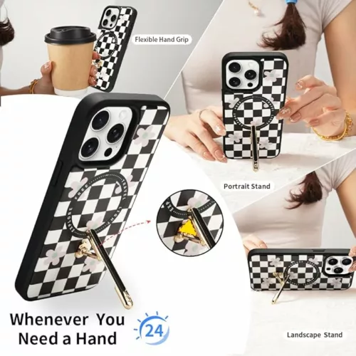 Custype รุ่น Progrip Magsafe iPhone Case with Printing - เคส iPhone 15 Pro Max - สี Checkboard Black/White - Image 7