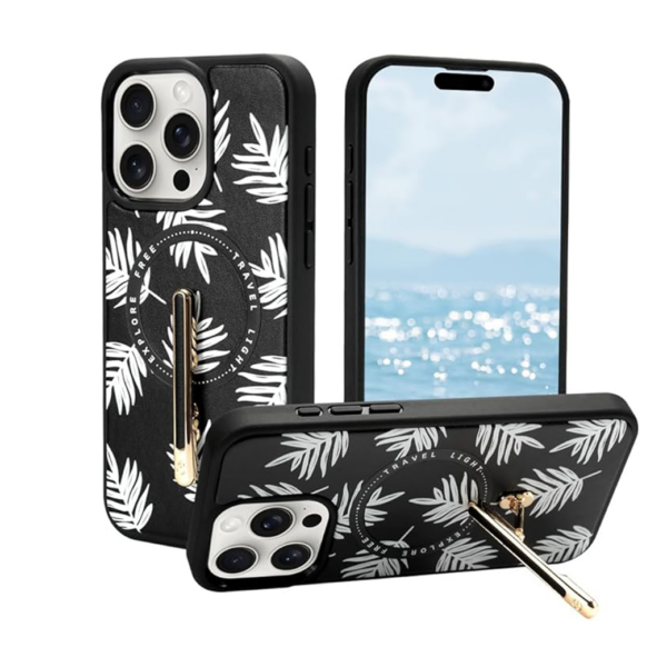 Custype รุ่น Progrip Magsafe iPhone Case with Printing - เคส iPhone 15 Pro Max - สี Black Leaf