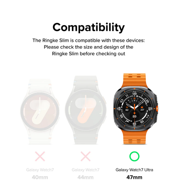 Ringke รุ่น Slim - เคส + ฟิล์มกระจก Galaxy Watch Ultra (47mm) - สี Titanium Black