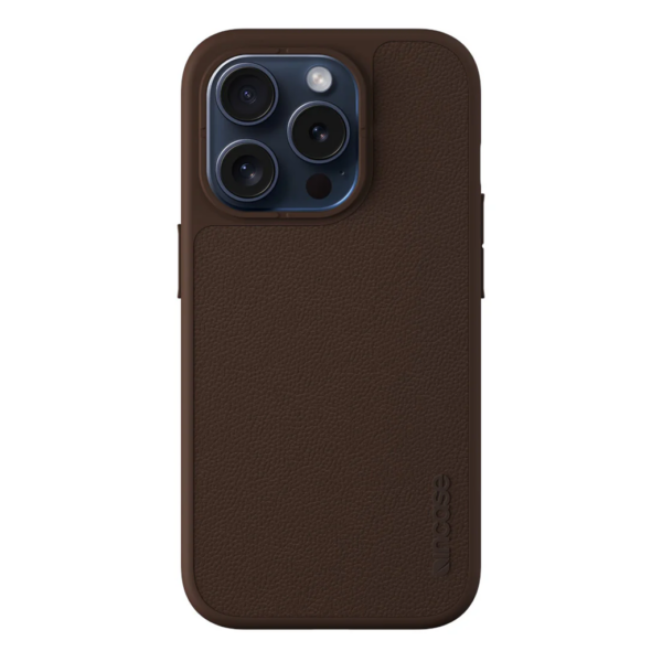 Incase รุ่น Icon with MagSafe - เคส iPhone 15 Pro - สี Brown Pebbled Leather