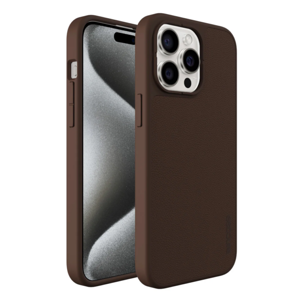 Incase รุ่น Icon with MagSafe - เคส iPhone 15 Pro Max - สี Brown Pebbled Leather