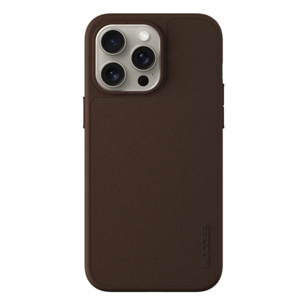 Incase รุ่น Icon with MagSafe - เคส iPhone 15 Pro Max - สี Brown Pebbled Leather