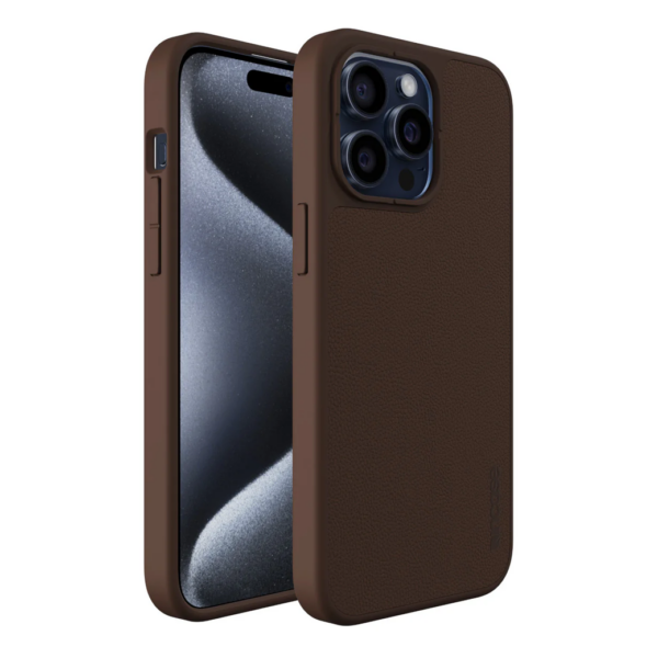 Incase รุ่น Icon with MagSafe - เคส iPhone 15 Pro Max - สี Brown Pebbled Leather