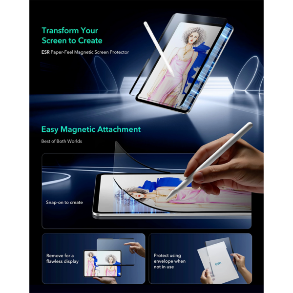 ESR รุ่น Paper-Feel Magnetic Screen Protector - ฟิล์มหน้าจอ iPad Pro 11" (5th/2024)