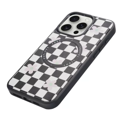 Custype รุ่น Magnetic Wireless Charging Phone Case with Printing - เคส iPhone 16 Pro Max - สี Checkboard Black/White - Image 3
