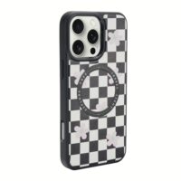 Custype รุ่น Magnetic Wireless Charging Phone Case with Printing - เคส iPhone 16 Pro Max - สี Checkboard Black/White