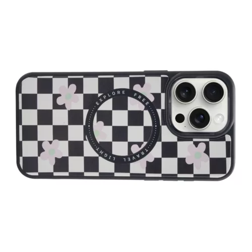 Custype รุ่น Magnetic Wireless Charging Phone Case with Printing - เคส iPhone 16 Pro Max - สี Checkboard Black/White - Image 4