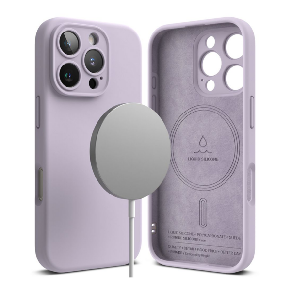 Ringke รุ่น Silicone Magnetic - เคส iPhone 16 Pro - สี Light Purple