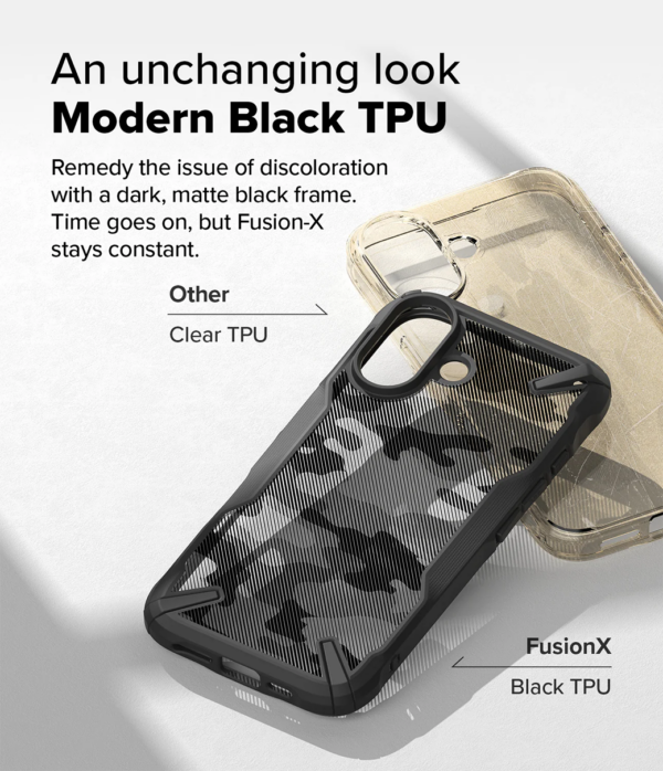 Ringke รุ่น Fusion X Design - เคส iPhone 16 Plus - สี Camo Black