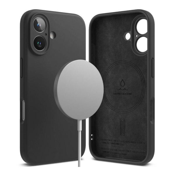 Ringke รุ่น Silicone Magnetic - เคส iPhone 16 - สี Black