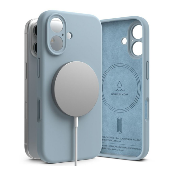 Ringke รุ่น Silicone Magnetic - เคส iPhone 16 - สี Blue